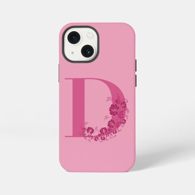 Monogram Floral Letter D iPhone Case (Back)