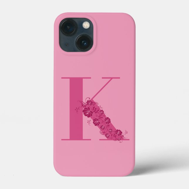 Monogram Floral Letter K iPhone Case (Back)