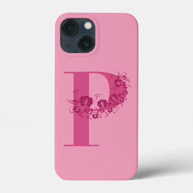Monogram Floral Letter P iPhone Case (Back)