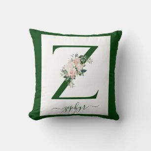 Monogram Floral Letter Z Throw Pillow