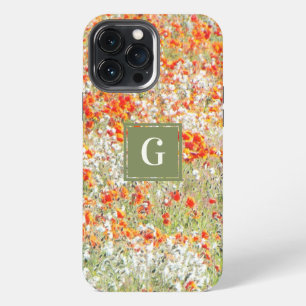Monogram Floral Modern Girly Wild Flowers Stylish iPhone 13 Pro Max Case