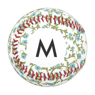 Monogram Floral Pattern 7 Baseball