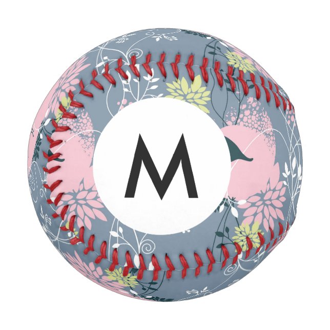 Monogram Floral Pattern Baseball (Front Left)