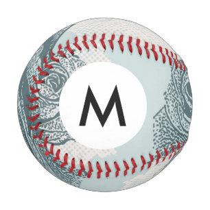 Monogram Floral pattern with rose Baseball