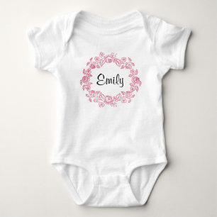Monogram Floral Personalized Baby Bodysuit