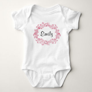 Monogram Floral Personalized Baby Bodysuit