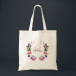 Monogram Floral Personalized Name Tote Bag<br><div class="desc">This floral girly monogrammed name tote bag is perfect for school,  shopping or the beach!</div>