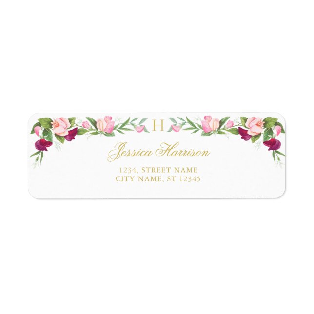 Monogram Floral Purple Pink Sweet Pea Vintage (Front)