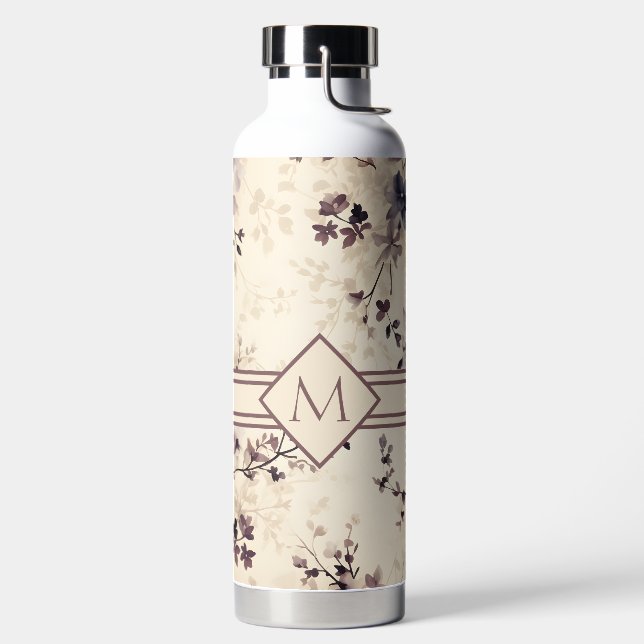 Monogram Floral Water Bottle (Left)