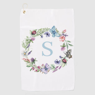 Monogram Floral Watercolor  Golf Towel