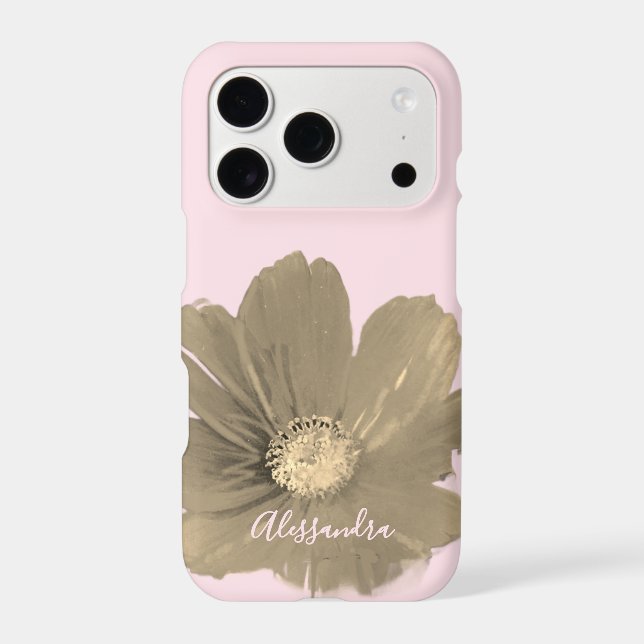 Monogram Floral Watercolor Wildflower Pastel Pink (Back)