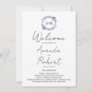Monogram Floral Wedding Ceremony Program