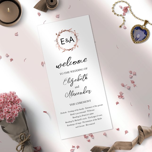 Monogram Floral Wedding Ceremony Program (Creator Uploaded)