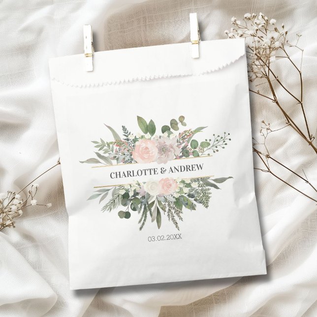 Monogram Floral Weddings  Favour Bag (Monogram Floral Weddings Favor Bag)