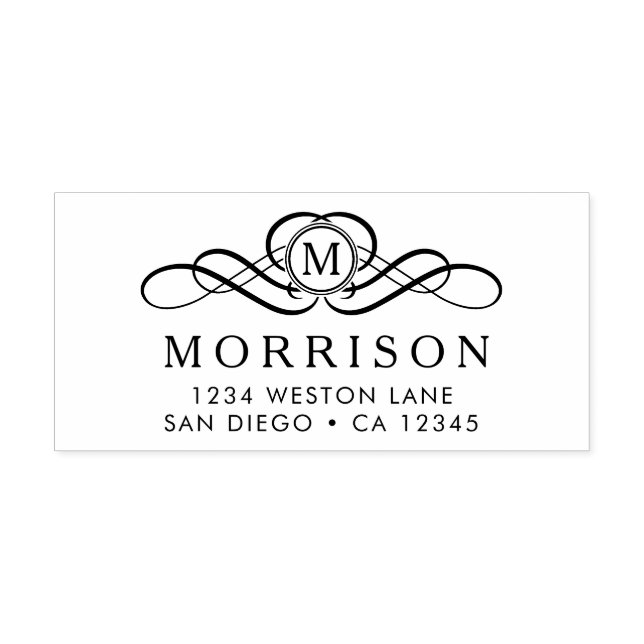 Monogram Flourish return address Self-inking Stamp (Design)