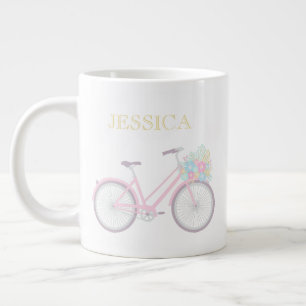 Monogram Flower Bicycle Cute Pastel Jumbo Mug