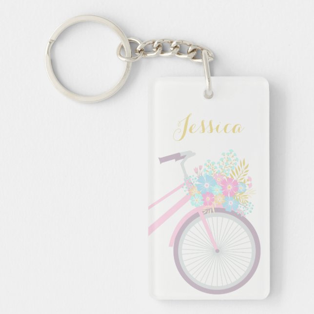 Monogram Flower Bicycle Wishing Great Day Keychain (Front)
