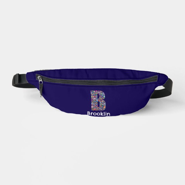 Monogram flower colourful letter B blue Fanny Pack (Front)