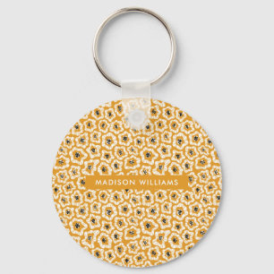 Monogram Flower Modern Minimalist  Keychain