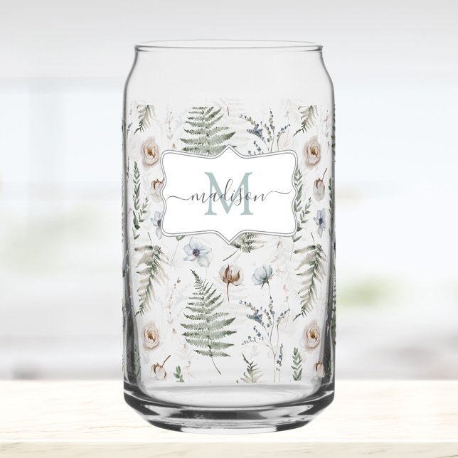 Monogram Flowers and Fern Leaves Floral Botanical (In situ)