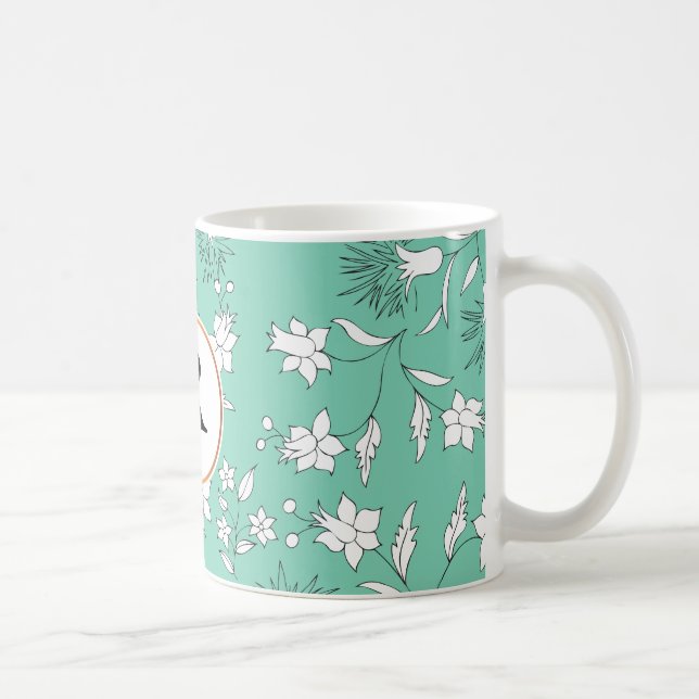 monogram & flowers coffee mug (Right)
