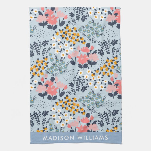 Monogram Flowers Elegant Stylish  Kitchen Towel (Vertical)