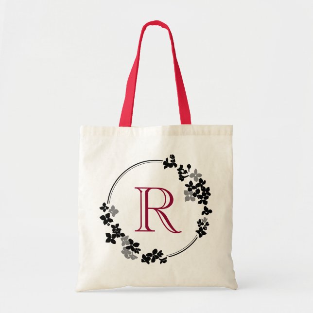 Monogram Flowers Frame Tote Bag (Front)