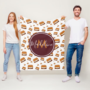 Monogram Food Smore Cute Fleece Blanket