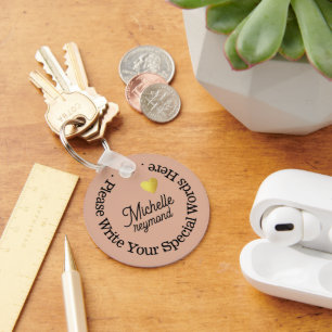 Monogram for Her with Custom Name Dusty Rose Keychain