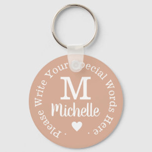 monogram for her with custom text pink love keychain