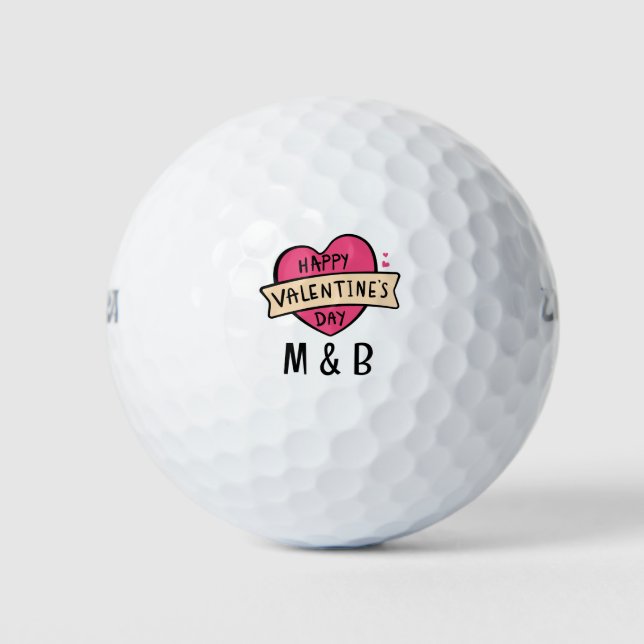Monogram for Valentine's Day Golf Balls (Front)