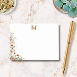 Monogram Forest Mushrooms Flowers Floral botanical Post-it Notes