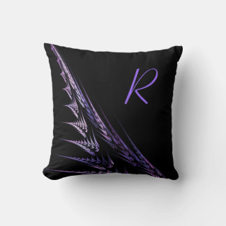 Monogram Fractal Flame Pattern Throw Pillow