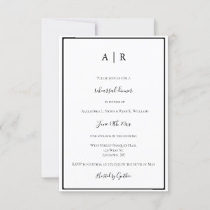 Monogram frame rehearsal dinner invitations