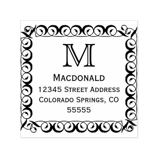Monogram Frame - Self-Inking Address Stamp (Design)