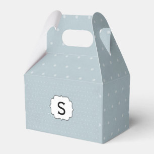 Monogram Framed on Pale Blue with White Polka Dots Favor Box