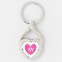 Monogram fuchsia pink heart on white