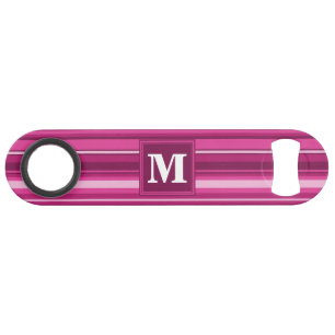 Monogram fuchsia stripes bar key