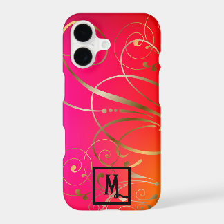 Monogram Fun and Coloful Gold Swirls Flourishes 