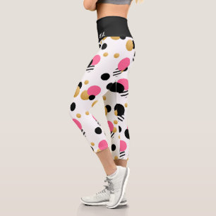 Monogram Fun Girly Polka Dot Modern Pattern Capri Leggings