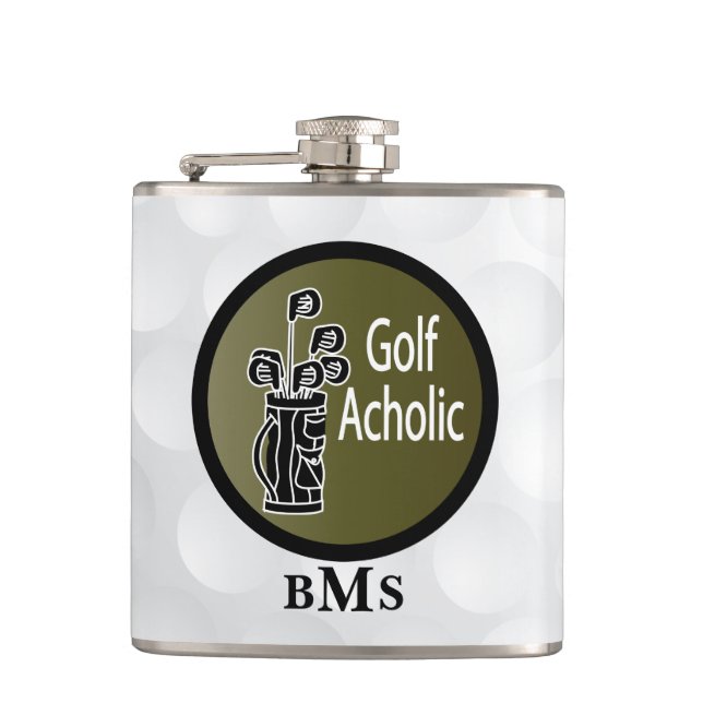 Monogram Funny Golf Acholic Hip Flask (Front)