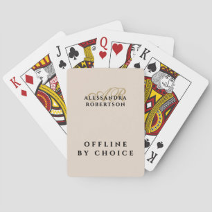Monogram Funny Inspirational Beige Gold Black Chic Playing Cards