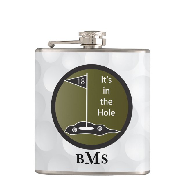 Monogram Funny It's in the Hole Hip Flask (Front)