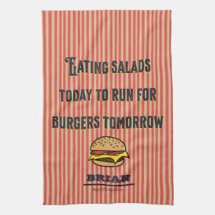 Monogram funny saying Cute vintage illustration Kitchen Towel