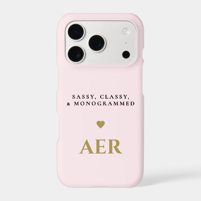 Monogram Funny Saying Pastel Pink Gold Black Chic (Back)