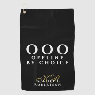 Monogram Funny Simple OOO Black White Gold Men Golf Towel