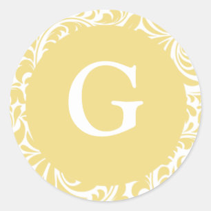 Monogram G Antique Gold Customizable Invitation Se Classic Round Sticker