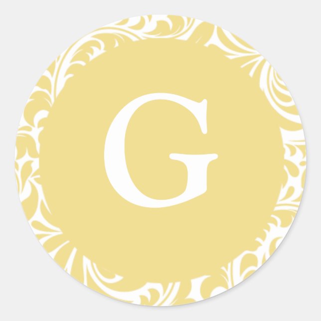 Monogram G Antique Gold Customizable Invitation Se Classic Round Sticker (Front)