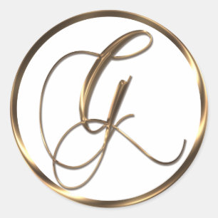 Monogram G Faux Bronze Classic Round Sticker
