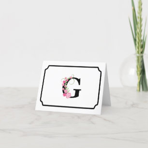 Monogram G Floral Note Card